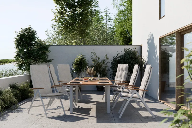 Las Vegas Förlängningsbart Matbord Utomhus 220x280x100 cm - Vit / Natur - Products - Utemöbler & utemiljö - Utebord & trädgårdsbord - Matbord utomhus