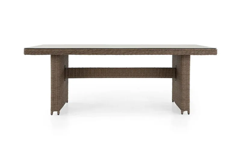 Marcus Rektangulärt Matbord utomhus 160x90 cm i konstrotting med glasskiva, Natur / Beige