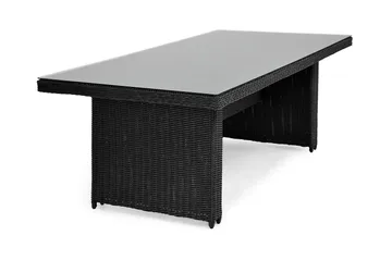 Marcus Rektangulärt Matbord utomhus 160x90 cm i konstrotting med glasskiva - Svart - Products - Utemöbler & utemiljö - Utebord & trädgårdsbord - Matbord utomhus