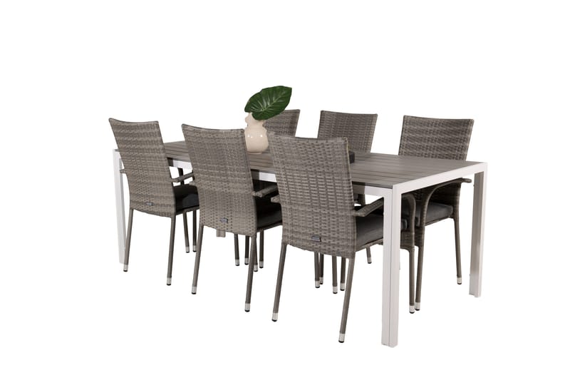 Break Matgrupp Utomhus 205 cm + 6 st Anna Karmstolar Utomhus - Grå /Vit - Products - Utemöbler & utemiljö - Utegrupp - Matgrupp utomhus