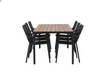 Break Matgrupp Utomhus 205 cm + 6 st Peking Karmstolar - Svart/Brun - Products - Utemöbler & utemiljö - Utegrupp - Matgrupp utomhus