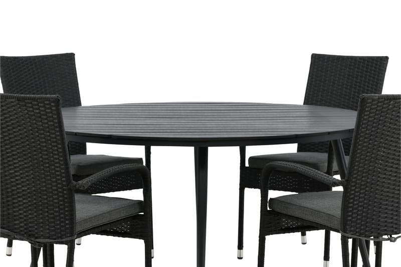 Break Matgrupp Utomhus Rund 150 cm + 6 Anna Matstol - Svart - Products - Utemöbler & utemiljö - Utegrupp - Matgrupp utomhus