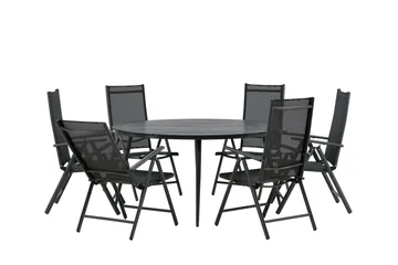 Break Matgrupp Utomhus Rund 150 cm + 6 Break Positionsstol - Svart - Products - Utemöbler & utemiljö - Utegrupp - Matgrupp utomhus