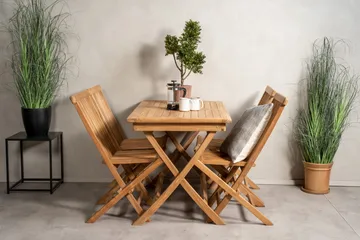 Kenya Matgrupp 120x70 cm + 4 Kenya Hopfällbar Stol - Brun - Products - Utemöbler & utemiljö - Utegrupp - Matgrupp utomhus