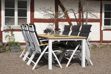 Las Vegas Matgrupp Utomhus 220-280 + 6 Positionsstol Lyx - Teak/Vit - Products - Utemöbler & utemiljö - Utegrupp - Matgrupp utomhus