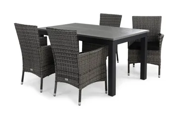 Monaco Matgrupp Utomhus 152-210 + 4 Thor Fåtölj m Dyna - Svart/Grå/Svart - Products - Utemöbler & utemiljö - Utegrupp - Matgrupp utomhus