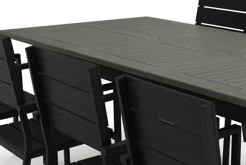 Monaco utomhus matgrupp förlängningsbart 150-250x90 med 6 Tunis stapelstolar - Svart/Grå - Products - Utemöbler & utemiljö - Utegrupp - Matgrupp utomhus