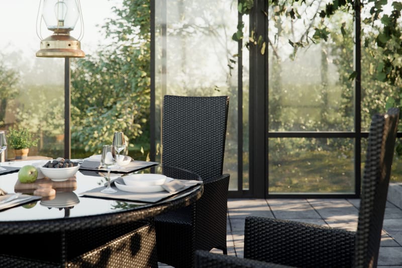 Thor Matgrupp Ø140 + 4 Jenny Ställbar Fåtölj - Svart - Products - Utemöbler & utemiljö - Utegrupp - Matgrupp utomhus