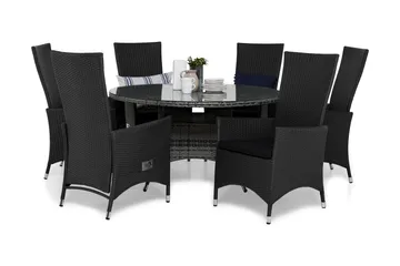 Thor Matgrupp Utomhus Ø140 + 6 Jenny Ställbar Fåtölj m Dyna - Grå/Svart - Products - Utemöbler & utemiljö - Utegrupp - Matgrupp utomhus