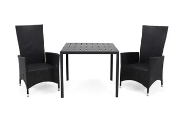 Tunis Matgrupp Utomhus 90 + 2 Jenny Ställbar Fåtölj - Svart/Svart - Products - Utemöbler & utemiljö - Utegrupp - Matgrupp utomhus