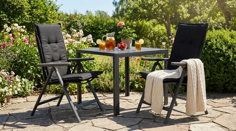 Tunis Matgrupp Utomhus 90x90 + 2 Monaco Light Positionsstol m Dyna - Svart/Grå - Products - Utemöbler & utemiljö - Utegrupp - Matgrupp utomhus
