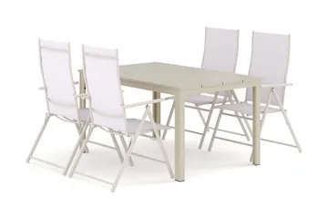 Tunis utomhus matgrupp 140x90 cm med 4 Sanna positionsstolar - Beige/Beige - Products - Utemöbler & utemiljö - Utegrupp - Matgrupp utomhus