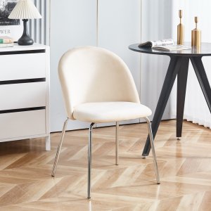 Plaza velvet stol - Beige / Krom + Mbelfdder