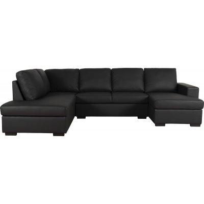 Solna U-sofa i sort PU A3D + Mbelplejest til tekstiler