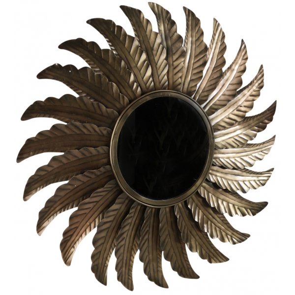 Sol spejl 78 cm - Antik messing