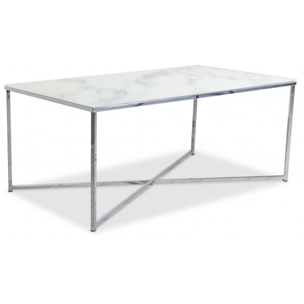 Palasso sofabord 110 cm - Krom/lys marmorering