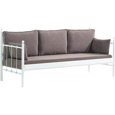 Lalas 3-personers udendrs sofa - Hvid/brun + Mbelplejest til tekstiler