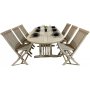 Salt udendrs spisegruppe ovalt 150-210 cm bord med 6 spisestuestole - Gr teaktr