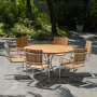 Mllan udendrsgruppe i teak: 6 lnestole med spisebord 130 cm