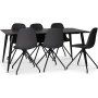Dipp spisebordsst; spisebord 180x90 cm med 6 stk. sorte Bridge drejelige spisebordsstole + 4.00 x Mbelfdder
