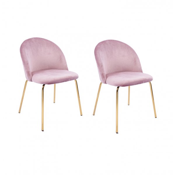 Plaza velvet stol - Lys rosa / Messing