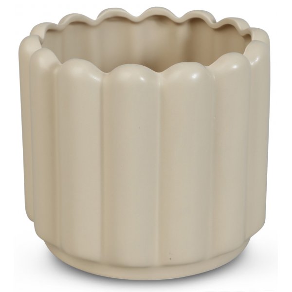 Krukke Ribbet H15 cm - Beige
