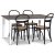 Skagen spisebordssæt; spisebord 140 cm - Hvid/brunbejdset eg med 4 stk. Danderyd No.16 spisebordsstole Sort