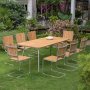 Mllan udendrsgruppe i teak: 8 stole med spisebord 176x90 cm