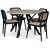 Ankara spisebordssæt; rundt spisebord + 4 stk. sorte Siknäs stole
