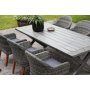 Oxford udendrs spisegruppe; grt bord 220 cm inkl. 6 Valetta lnestole gr syntetisk rattan