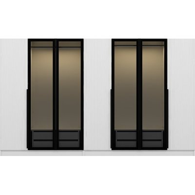 Cikani garderobeskab med spejlger, 315x52x210 cm - Hvid