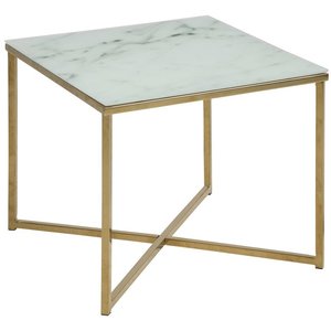 Alisma sidebord 50 x 50 cm - Hvid marmor/guld