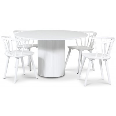 Pose spisebordsst: Bord 130 cm inkl. 4 Dalsland stole - Hvidbejdset eg