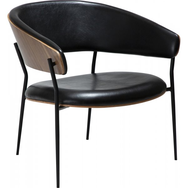 Vugge loungestol - Sort PU/valnd finer