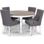 New England spisegruppe inklusive 4 Tuva spisestole i grt stof