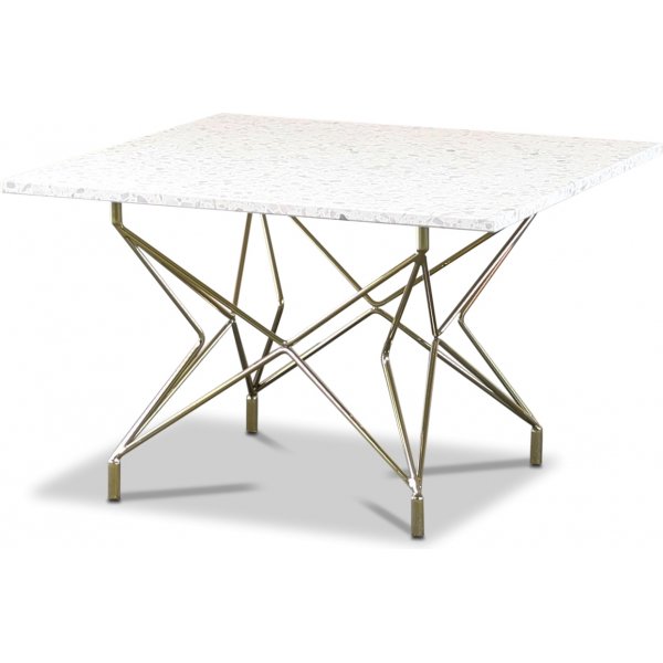 Terrazzo sofabord 75x75cm - Bianco Terrazzo & understel Star messing