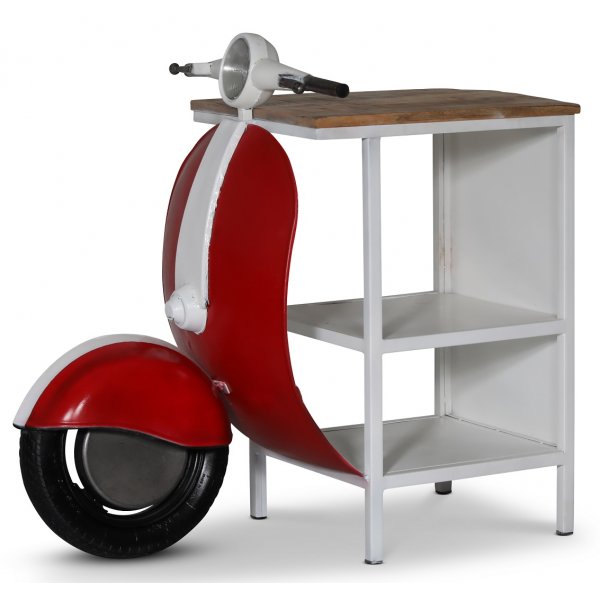 Vintage Vespa bardisk/ sengebord 104 x 44 cm - Rd/hvid