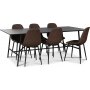 Toscana spisegruppe: 206 cm bord + 6 stk. Atlantic Empire stole brun PU