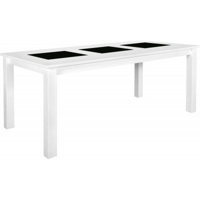 Jasmin spisebord 180x90 cm hvidt med sorte tallerkener