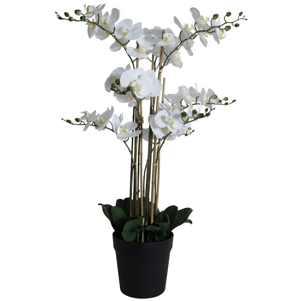 Kunstig plante - Orkidé 9 opstammet H90 cm - Hvid - 1095 -