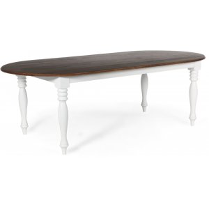 Victoria spisebord 230 cm - Hvid/Brun bejdse + Møbelplejesæt til tekstiler