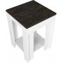 Udfrt sidebord 40 x 40 cm - Hvid/mrkebrun
