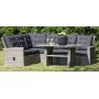 Orlando hjrnesofa med hj ryg (justerbar) inklusive spisebord - Gr polyrattan