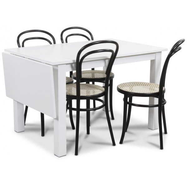Sander spisegruppe, bord med klap og 4 stk Thonet No14 stole