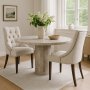Pegani rundt spisebord i beige/gr marmor - 110 cm