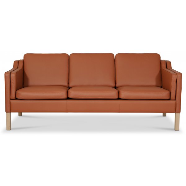 Salvatore 3-personers ldersofa - Cognac (lder) / Lyst tr