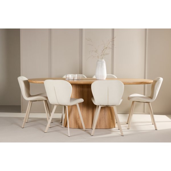 Spisebord Stjrn med 6 Lilja stole - Beige + 6.00 x Servietringe
