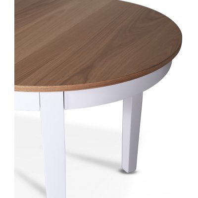 Fr spisebordsst; spisebord 160/210x90 cm - Hvid / olieret eg med 4 Fr stole med grt stofsde