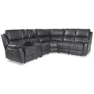 Enjoy hvilestol hjrnesofa - 4-pers. (Elektrisk) i gr imiteret lder (model V)