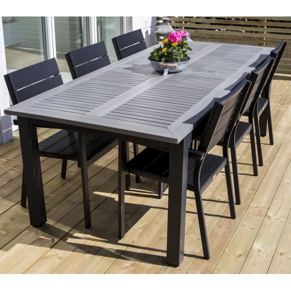 Albany spisebord 224-324 x 100 cm - Sort/gr